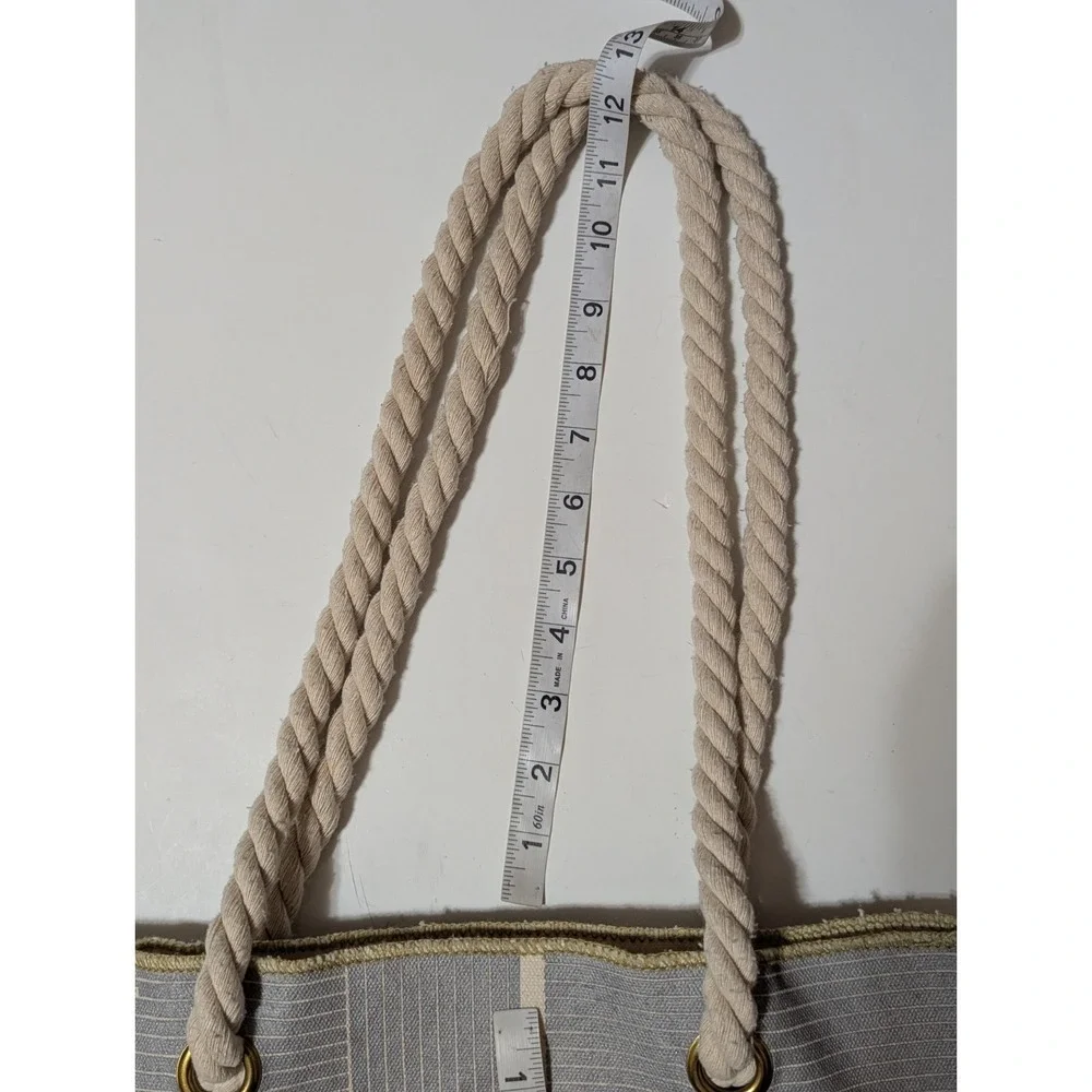 Wolf Gordon & MAE ENGELGEER Tote Fabric Shopper w/Rope Straps Beach Grey